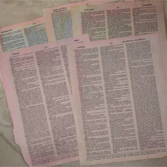 50 Pink Dyed Book Pages, Hand Dyed Papers, Junk Journal Supply - Picture 7 of 7